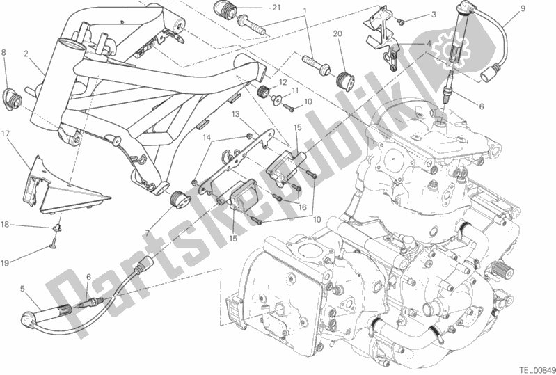 Todas as partes de Quadro, Armação do Ducati Monster 821 Stripes USA 2016